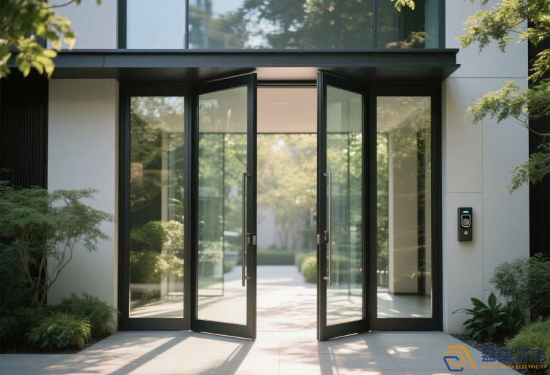 無框雙開自動門與指紋門禁聯動成標配